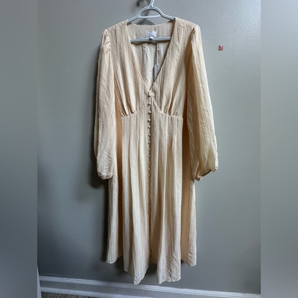 NEW Morning Lavender Valerie Buttoned Midi Dress in Cream Women’s Plus Size 1X - Picture 5 of 13